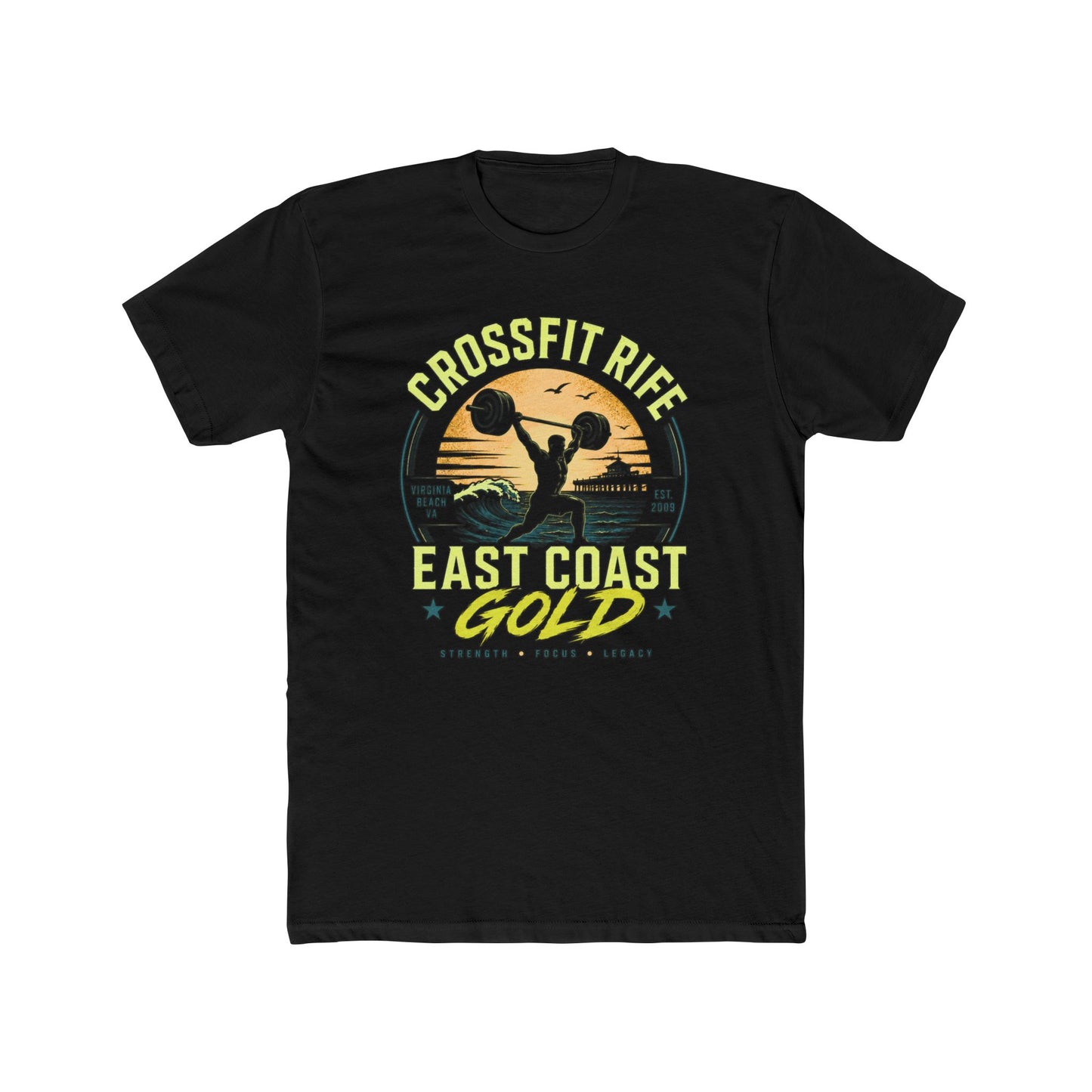 CFR East Coast Gold Tee – Weightlifting Sunset Tshirt